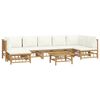 vidaXL Salon de jardin 8 pcs avec coussins blanc cr&egrave;me bambou