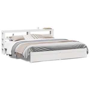 vidaXL Cadre de lit avec t&ecirc;te de lit sans matelas blanc 200x200 cm
