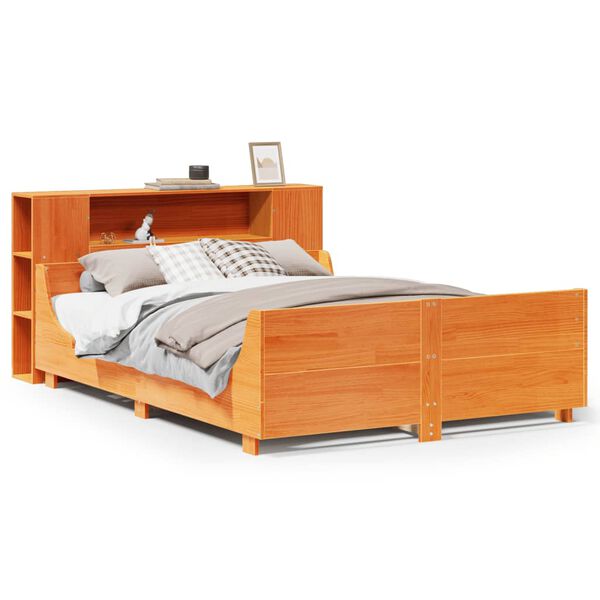 vidaXL Cadre de lit sans matelas cire marron 140x190cm bois pin massif