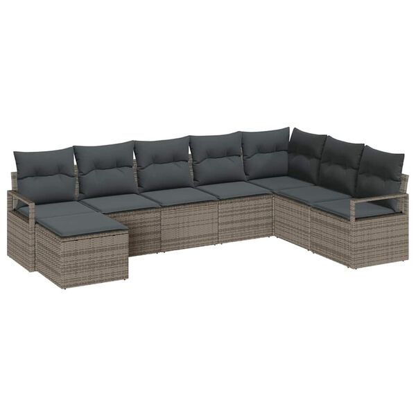 vidaXL Ensemble de Canap&eacute;s avec coussin 8 pcs Gris polyrotin