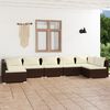 vidaXL Salon de jardin 7 pcs avec coussins Résine tressée Marron