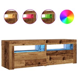 vidaXL Meuble TV avec lumi&egrave;res LED vieux bois bois d'ing&eacute;nierie