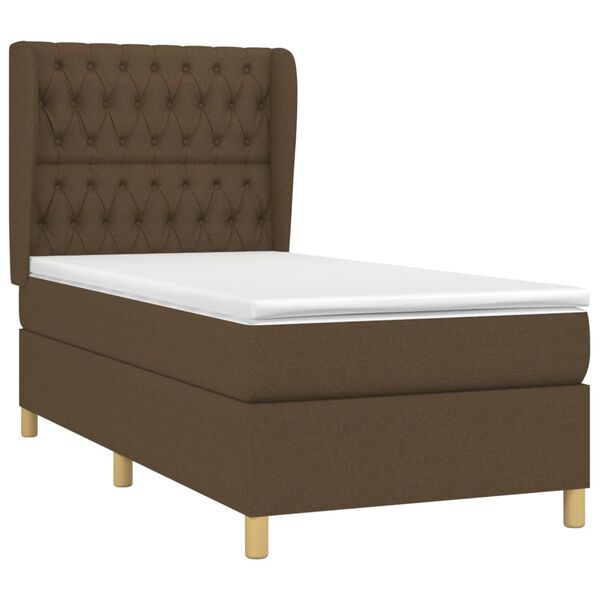 vidaXL Sommier &agrave; lattes de lit avec matelas Marron fonc&eacute; 90x200 cm