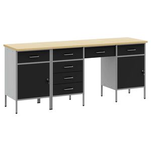 vidaXL Placard de travail 4 pc Noir Bois d'ing&eacute;nierie et acier