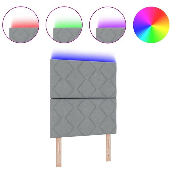 vidaXL Tête de lit avec des lumières à LED Gris clair 80 cm tissu