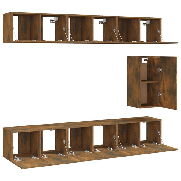 vidaXL Ensemble de meubles TV 7 pcs Ch&ecirc;ne fum&eacute; Bois d'ing&eacute;nierie
