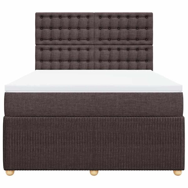 vidaXL Sommier &agrave; lattes de lit avec matelas Marron fonc&eacute; 140x190 cm