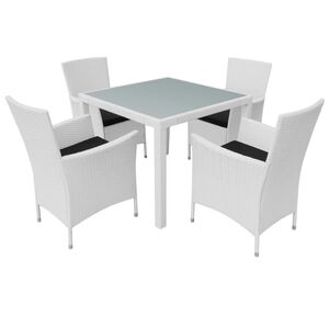 vidaXL Salon de jardin 5 pcs R&eacute;sine tress&eacute;e Blanc-cr&egrave;me