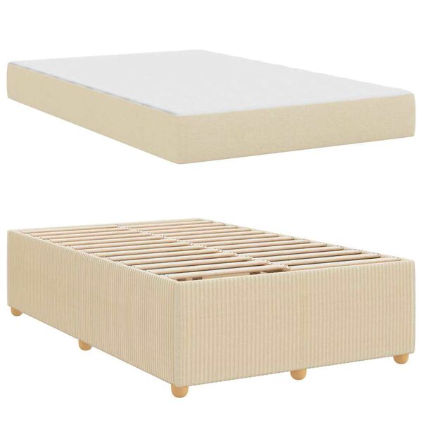 vidaXL Cadre de lit avec matelas Cr&egrave;me 120 x 190 cm tissu