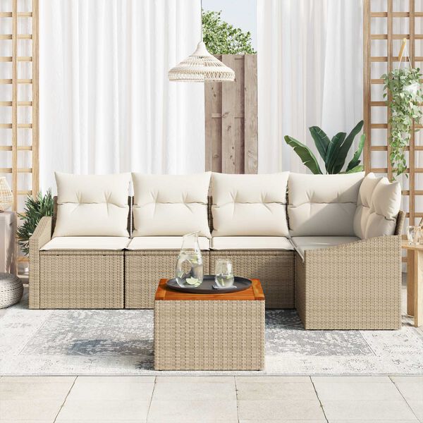 vidaXL Ensemble de canap&eacute; de jardin 6 pcs Beige et blanc