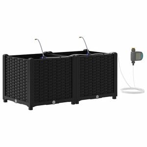 vidaXL Cache-pot de jardin 2 pc Noir 80 x 40 x 37,5 cm PP