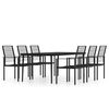 vidaXL Ensemble &agrave; manger de jardin 7 pcs Noir