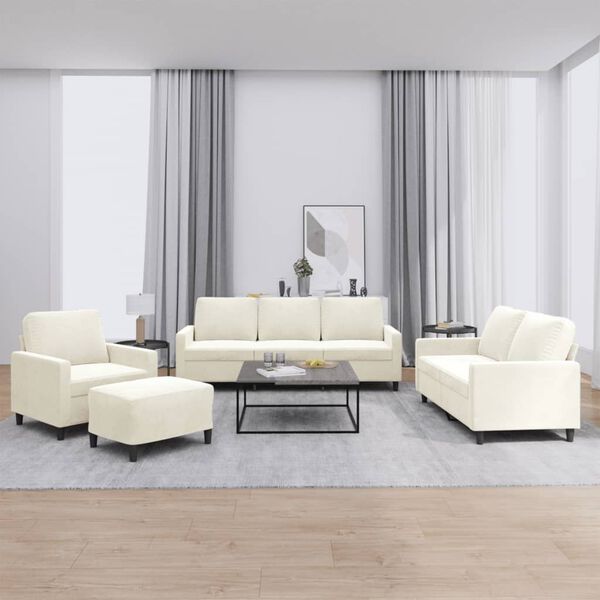 vidaXL Ensemble de canap&eacute;s 4 pcs avec coussins Cr&egrave;me Velours