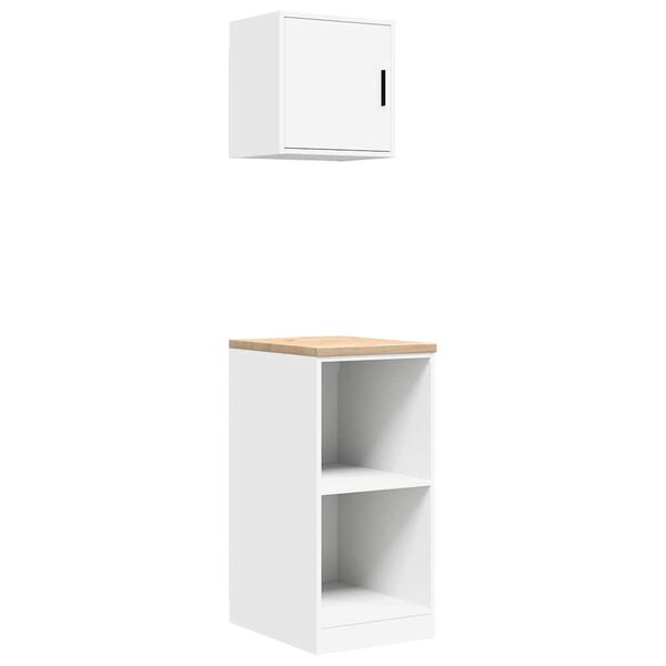 vidaXL Armoires de garage 2 pcs blanc bois d'ing&eacute;nierie