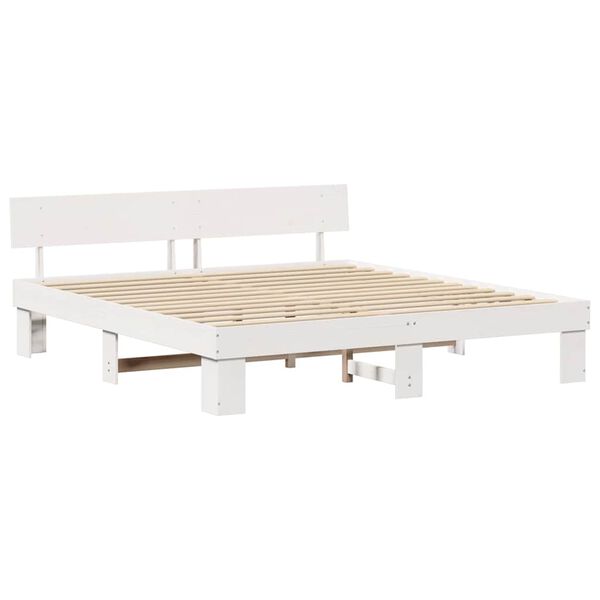 vidaXL Cadre de lit avec t&ecirc;te de lit Blanc 180 x 200 cm Pin massif
