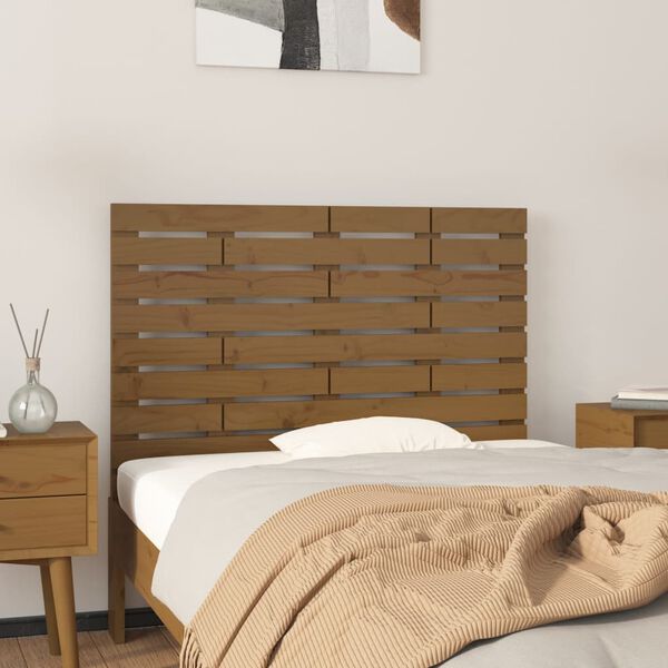 vidaXL T&ecirc;te de lit murale Marron miel 81x3x63 cm Bois massif de pin