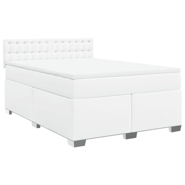 vidaXL Sommier à lattes de lit avec matelas Blanc 140x190cm Similicuir