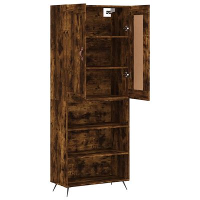 vidaXL Buffet haut Chêne fumé 69,5x34x180 cm Bois d'ingénierie