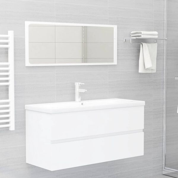 vidaXL Armoire d'&eacute;vier avec lavabo int&eacute;gr&eacute; blanc bois d'ing&eacute;nierie