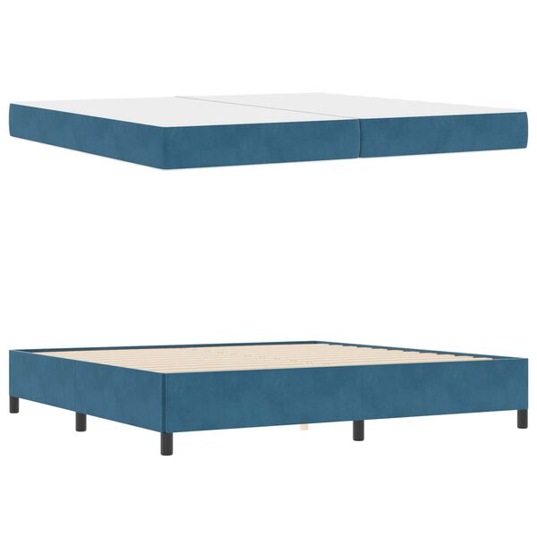 vidaXL Cadre de lit avec matelas Bleu fonc&eacute; 200 x 200 cm tissu