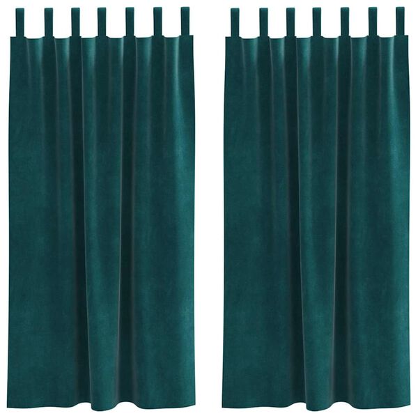 vidaXL Rideaux occultants 2 pcs Vert fonc&eacute; 140 x 175 cm Velours