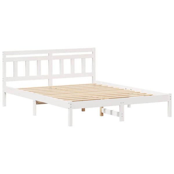 vidaXL Cadre de lit Blanc 150 x 200 cm Pin massif