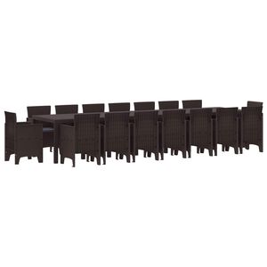vidaXL Ensemble de salle &agrave; manger de jardin avec coussins 17 pc Marron
