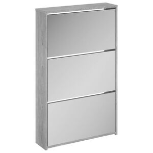vidaXL Armoire &agrave; chaussures miroir 3 niveaux Sonoma gris 63x17x102,5cm