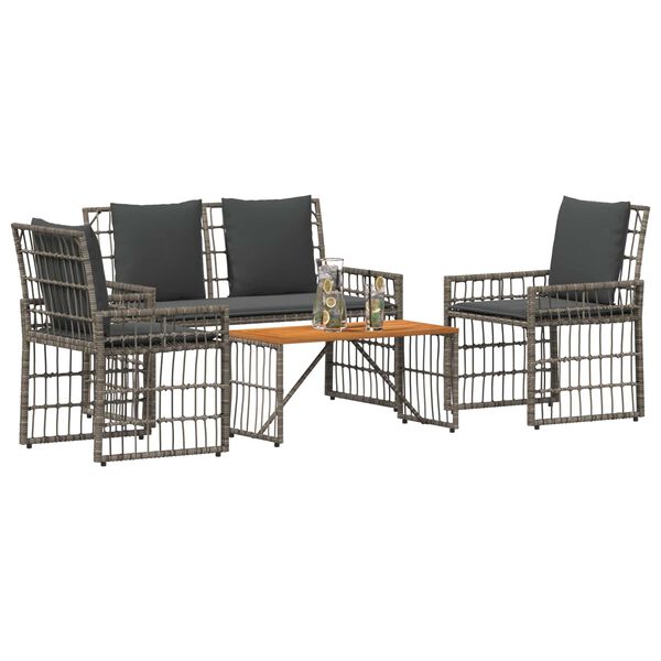 vidaXL Ensemble de meubles d'ext&eacute;rieur 4 pcs Noir et Gris fonc&eacute;