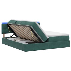 vidaXL Lit de rangement LED avec matelas Vert fonc&eacute; 200 x 200 cm