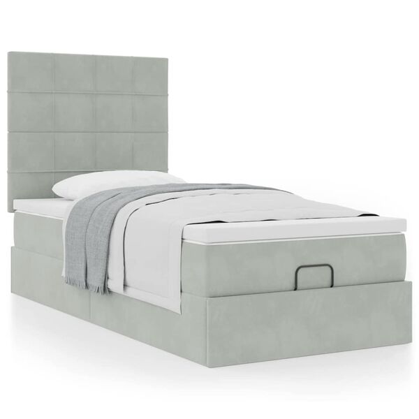vidaXL Cadre de lit ottoman et matelas gris clair 90x190 cm velours
