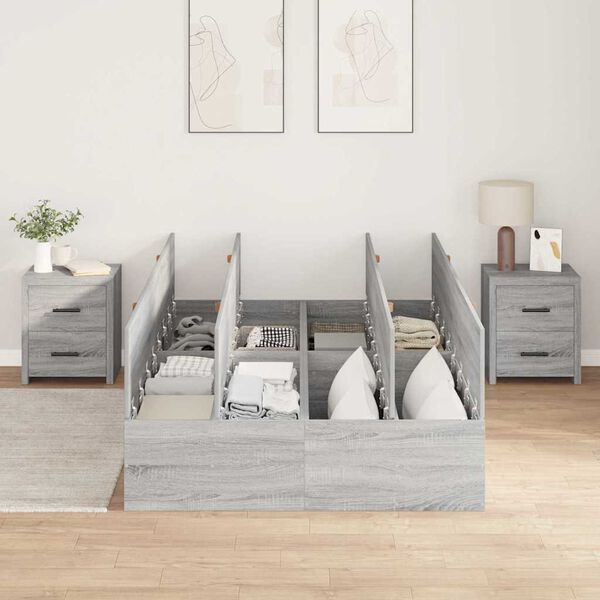 vidaXL Cadre de lit Sonoma gris 120 x 190 cm Bois d'ing&eacute;nierie