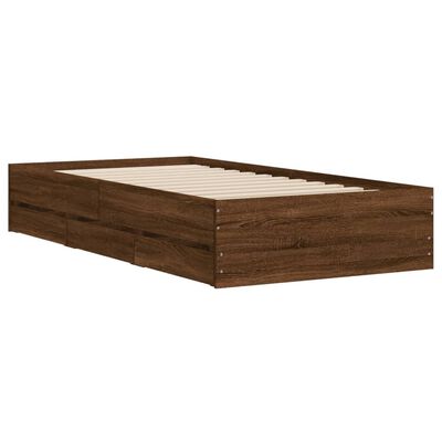 vidaXL Cadre de lit avec tiroirs sans matelas chêne marron 90x190 cm