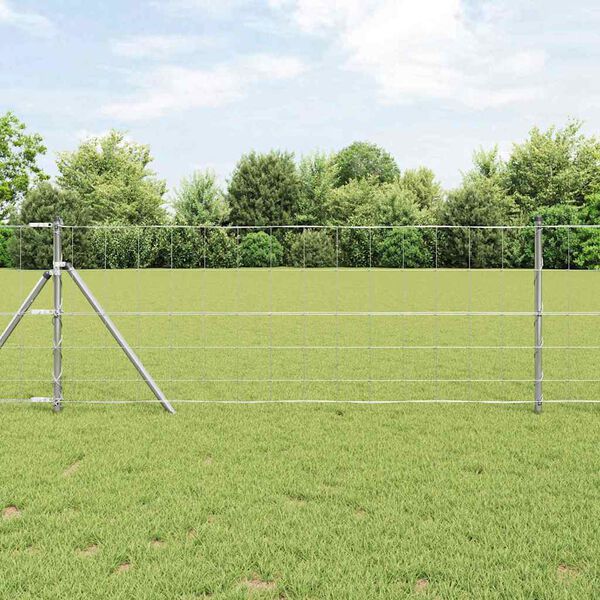 vidaXL Cl&ocirc;ture de prairie Argent&eacute; 100 x 0,8 m Acier galvanis&eacute;