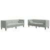 vidaXL Ensemble de canap&eacute; Chesterfield et traversins 2 pcs gris clair