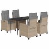 vidaXL Ensemble &agrave; manger de jardin coussins 5 pcs m&eacute;lange beige rotin