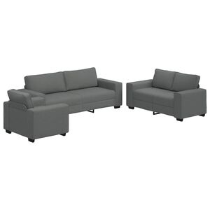 vidaXL Ensemble de canap&eacute; 3 pcs avec coussins en tissu gris fonc&eacute;