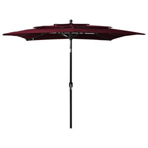 vidaXL Parasol de jardin &agrave; 3 niveaux m&acirc;t en aluminium rouge bordeaux