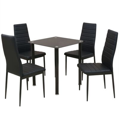 vidaXL Ensemble table et chaise de salle à manger 5 pièces noir