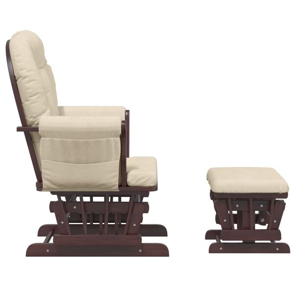vidaXL Chaise ber&ccedil;ante avec repose-pied Blanc cr&egrave;me Tissu