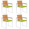 vidaXL Chaises de jardin lot de 4 avec coussins Bois d'acacia massif