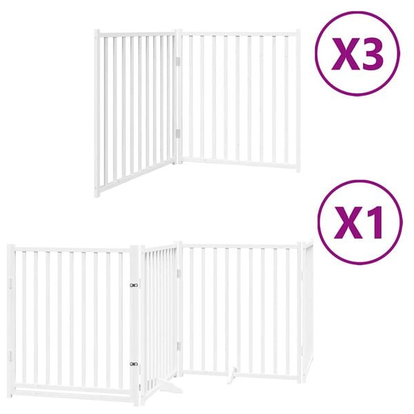 vidaXL Barri&egrave;re pour chien porte pliable 10 panneaux bois de peuplier