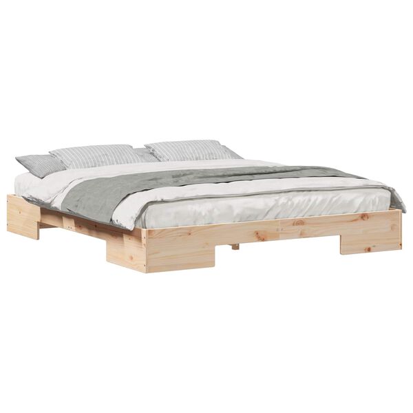vidaXL Cadre de lit sur&eacute;lev&eacute; Marron 180 x 200 cm Bois massif en pin