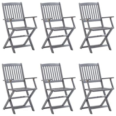 vidaXL Chaises pliables d'extérieur lot de 6 et coussins Bois d'acacia