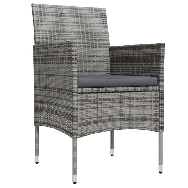 vidaXL Ensemble à manger de jardin et coussins 3 pcs Gris et noir