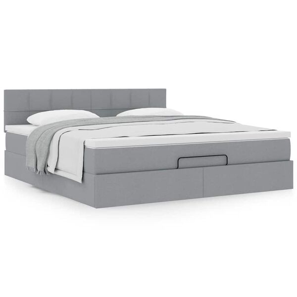 vidaXL Lit ottoman avec matelas gris clair 160x200 cm tissu