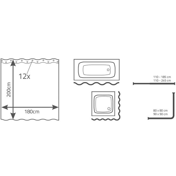 RIDDER Rideau de douche Bambus 180 x 200 cm