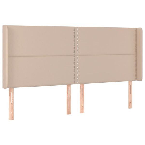 vidaXL T&ecirc;te de lit &agrave; LED Cappuccino 203x16x118/128 cm Similicuir