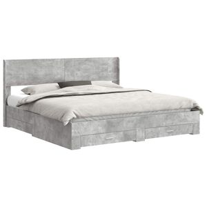 vidaXL Cadre de lit avec rangement et t&ecirc;te de lit Gris b&eacute;ton