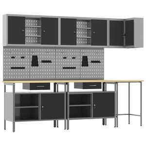 vidaXL Ensemble de placards de travail 10 pi&egrave;ces Noir et gris
